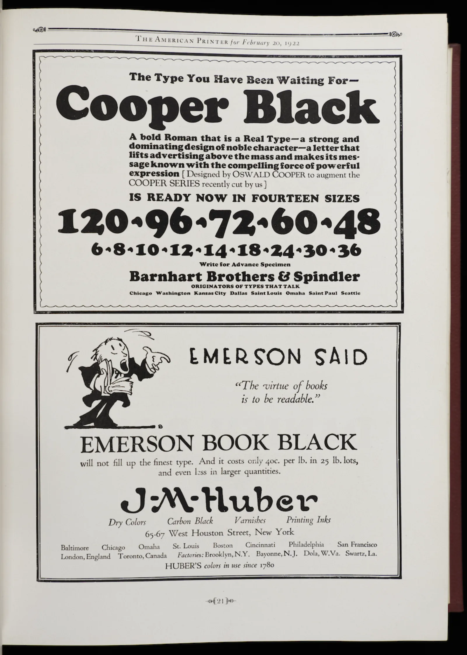 An ad for Cooper Black announces the arrival of the typeface with the words "The Type You Have Been Waiting For."